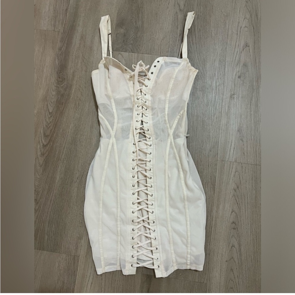 Oh Polly corset dress ivory cream dress doina. Lace up corset dress white